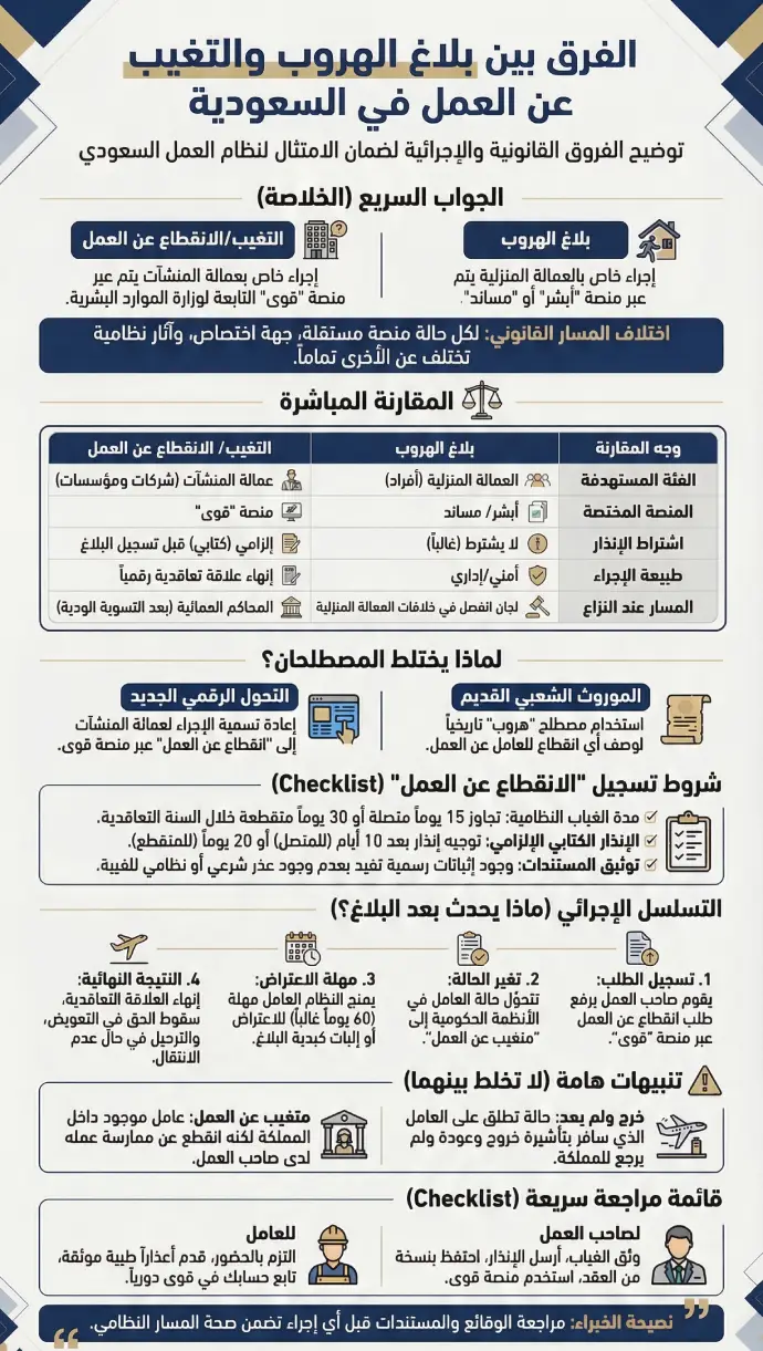 بلاغ الهروب والتغيب